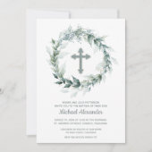 Baptisme Cross Wreath Invitations (Voorkant)