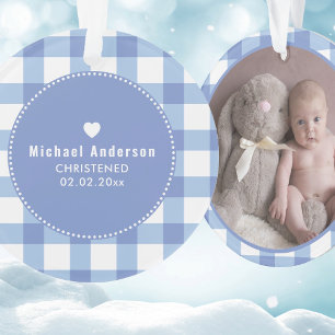 Baptisme Cute Baby Boy Kinderen Foto Blauw Ornament