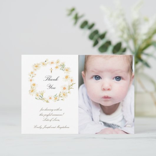 Baptisme daisies bedankt je kaart (Staand voorkant)