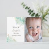 Baptisme dank je blauwgroen uitnodiging voor marme (Staand voorkant)