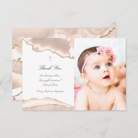 Baptisme dank je iory blush agate kaart (Voorkant / Achterkant)