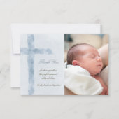 Baptisme dank je waterverf blauw kruis kaart (Voorkant)