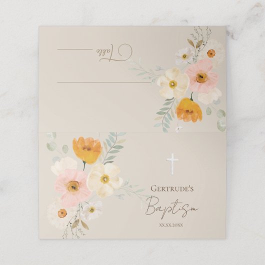 Baptisme delicate boekenkaart plaatskaartje (Buitenkant ongevouwen)