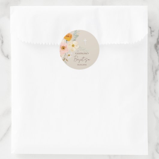 Baptisme delicate bouquet ronde sticker (Tas)