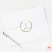 Baptisme dusty blue faux goudfolie ronde sticker (Envelop)