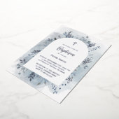 Baptisme dusty blue waterverf Silver Folie Uitnodiging (Gedraaid)