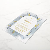 Baptisme dusty blue waterverf Silver Folie Uitnodiging (Gedraaid)