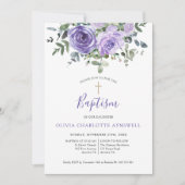 Baptisme Dusty Paars Roos Eucalyptus Christening Kaart (Voorkant)
