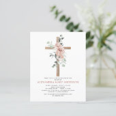Baptisme Dusty Pink Rose Eucalyptus Invitation (Staand voorkant)