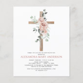 Baptisme Dusty Pink Rose Eucalyptus Invitation (Voorkant)