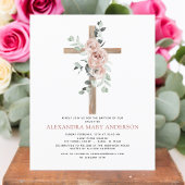 Baptisme Dusty Pink Rose Eucalyptus Invitation