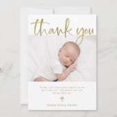 Baptisme | Eenvoudig minimaal goud met foto Bedankkaart (Voorkant)