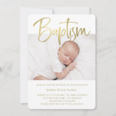 Baptisme | Eenvoudig minimaal goud met twee foto's Kaart (Voorkant)