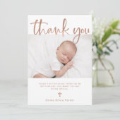 Baptisme | Eenvoudig minimaal Roos goud met foto Bedankkaart (Staand voorkant)