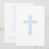 Baptisme "Embossed" Cross Blue Kaart (Voorkant / Achterkant)