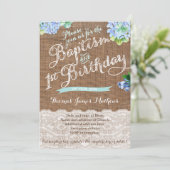 baptisme en 1 verjaardag van de blauwe florale uit kaart (Staand voorkant)