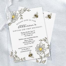 Baptisme en de eerste verjaardag van de zonnige bi kaart