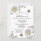 Baptisme en de eerste verjaardag van de zonnige bi kaart (Voorkant)