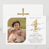 Baptisme en eerste geboorte fotouitnodiging kaart (Voorkant / Achterkant)