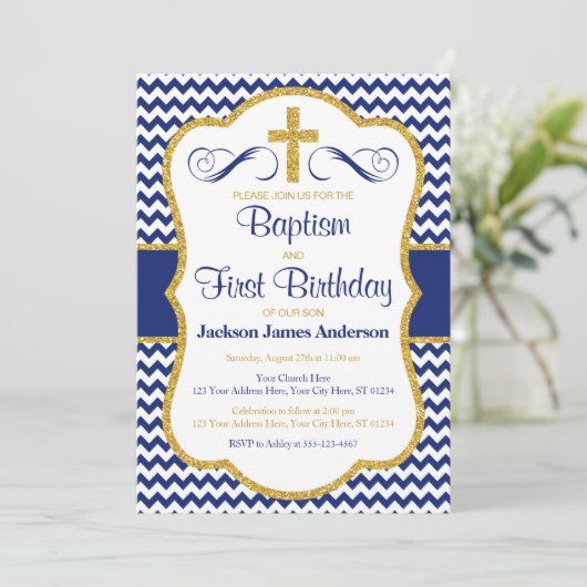 Baptisme en eerste uitnodiging ter gelegenheid van (Staand voorkant)