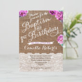 Baptisme en eerste verjaardag nodigt lavender uit kaart (Staand voorkant)