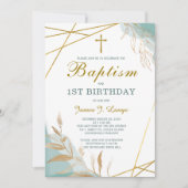 Baptisme en First Birthday Invitation Boy Kaart (Voorkant)