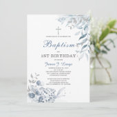Baptisme en First Birthday Invitation Boy Kaart (Staand voorkant)