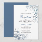 Baptisme en First Birthday Invitation Boy Kaart (Voorkant / Achterkant)