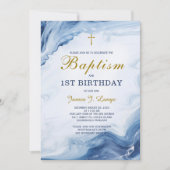 Baptisme en First Birthday Invitation Boy Kaart (Voorkant)