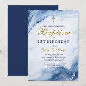 Baptisme en First Birthday Invitation Boy Kaart (Voorkant / Achterkant)