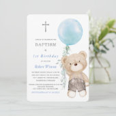 Baptisme en First Birthday Invitation Boy Kaart (Staand voorkant)