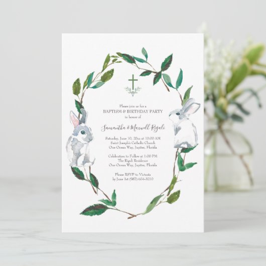 Baptisme en uitnodiging van de Birthday Party (Staand voorkant)