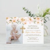 Baptisme en Waterverf van 1 oktober Florals Foto Kaart (Staand voorkant)