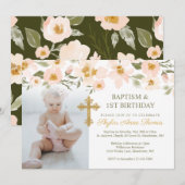 Baptisme en Waterverf van 1 oktober Florals Foto Kaart (Voorkant / Achterkant)