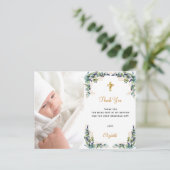 Baptisme eucalyptus aangepaste foto bedankt briefkaart (Staand voorkant)