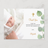 Baptisme eucalyptus aangepaste foto bedankt briefkaart (Voorkant)