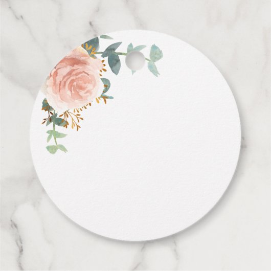 Baptisme eucalyptus blush roze florale dank bedankjes labels (Achterkant)