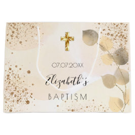 Baptisme eucalyptus glitter golden monogram groot cadeauzakje