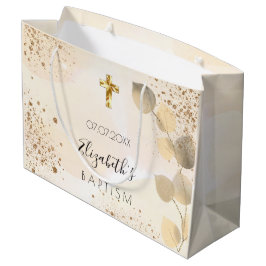 Baptisme eucalyptus glitter golden monogram groot cadeauzakje