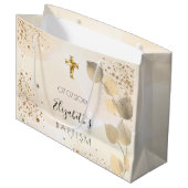 Baptisme eucalyptus glitter golden monogram groot cadeauzakje (Voorkant Gekanteld)