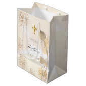 Baptisme eucalyptus glitter golden monogram medium cadeauzakje (Voorkant Gekanteld)