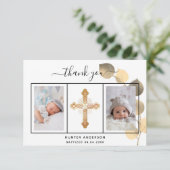 Baptisme eucalyptus Gold foto bedankt! Bedankkaart (Staand voorkant)