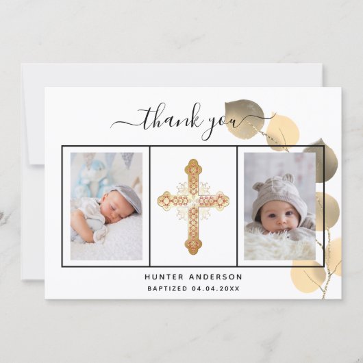 Baptisme eucalyptus Gold foto bedankt! Kaart (Voorkant)