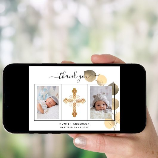 Baptisme eucalyptus Gold foto bedankt! Kaart