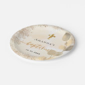 Baptisme eucalyptus golden glitter monogram papieren bordje (Gekanteld)