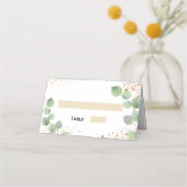 Baptisme eucalyptus goud glitsstof plaatskaartje (Voorkant)