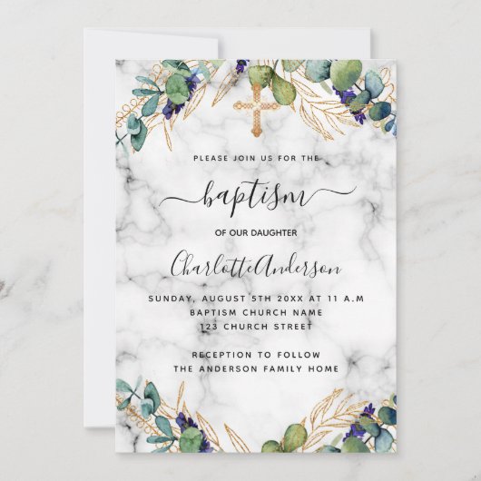 Baptisme eucalyptus goudmarmer kaart (Voorkant)