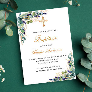 Baptisme eucalyptus greenery blue boy luxe kaart