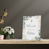 Baptisme eucalyptus greenery elegant welkom reclamebord met voetstuk