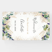 Baptisme eucalyptus greenery elegant welkom spandoek (Horizontaal)